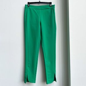 NWT YAS green pull on pants  trousers with splits on the sides on the bottom